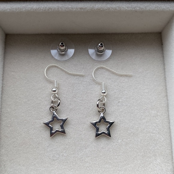 Handmade Silver Star Earrings - Picture 12 of 13